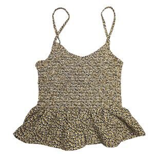 Chance Tank Women's Small Navy Gold Floral‎ Halter Boho Summer EUC